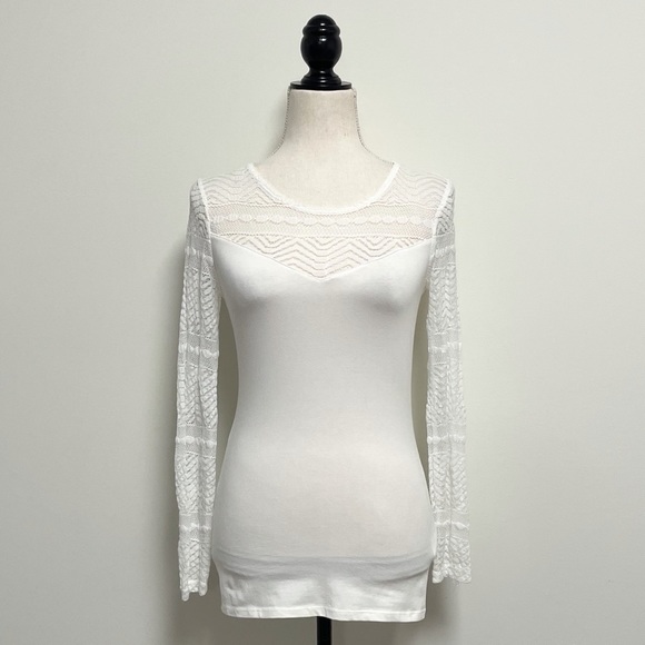 H&M Tops - H&M Sheer Lace Blouse Stretch NWT *stain*